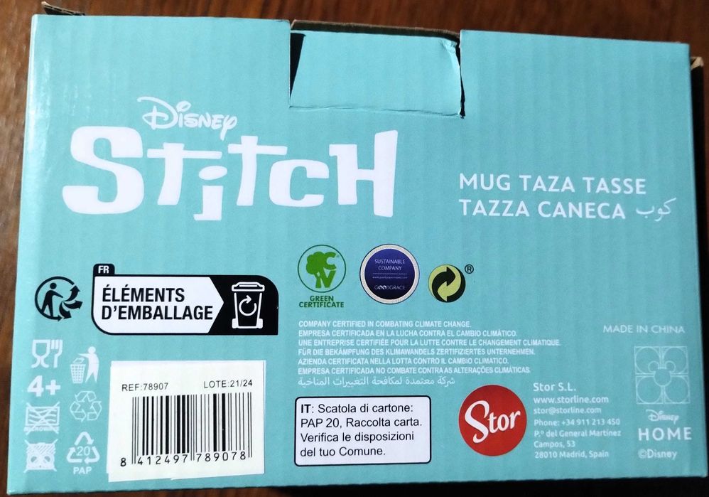 Caneca Taça Stitch Cerâmica Original Disney