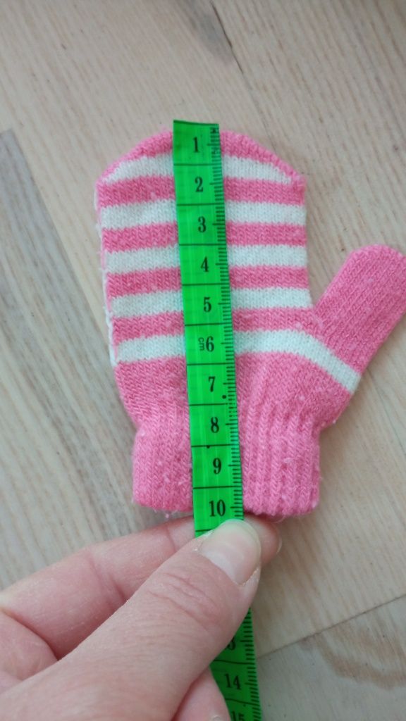 Rękawiczki niemowlęce noworodkowe biało-różowe paseczki