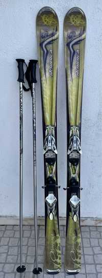 Par de skis Nordica Olympia + bastões