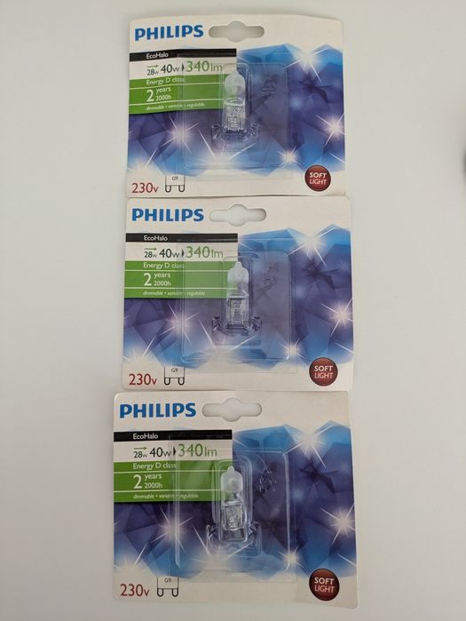 3 Lâmpadas halogéneo Philips Tipo G9