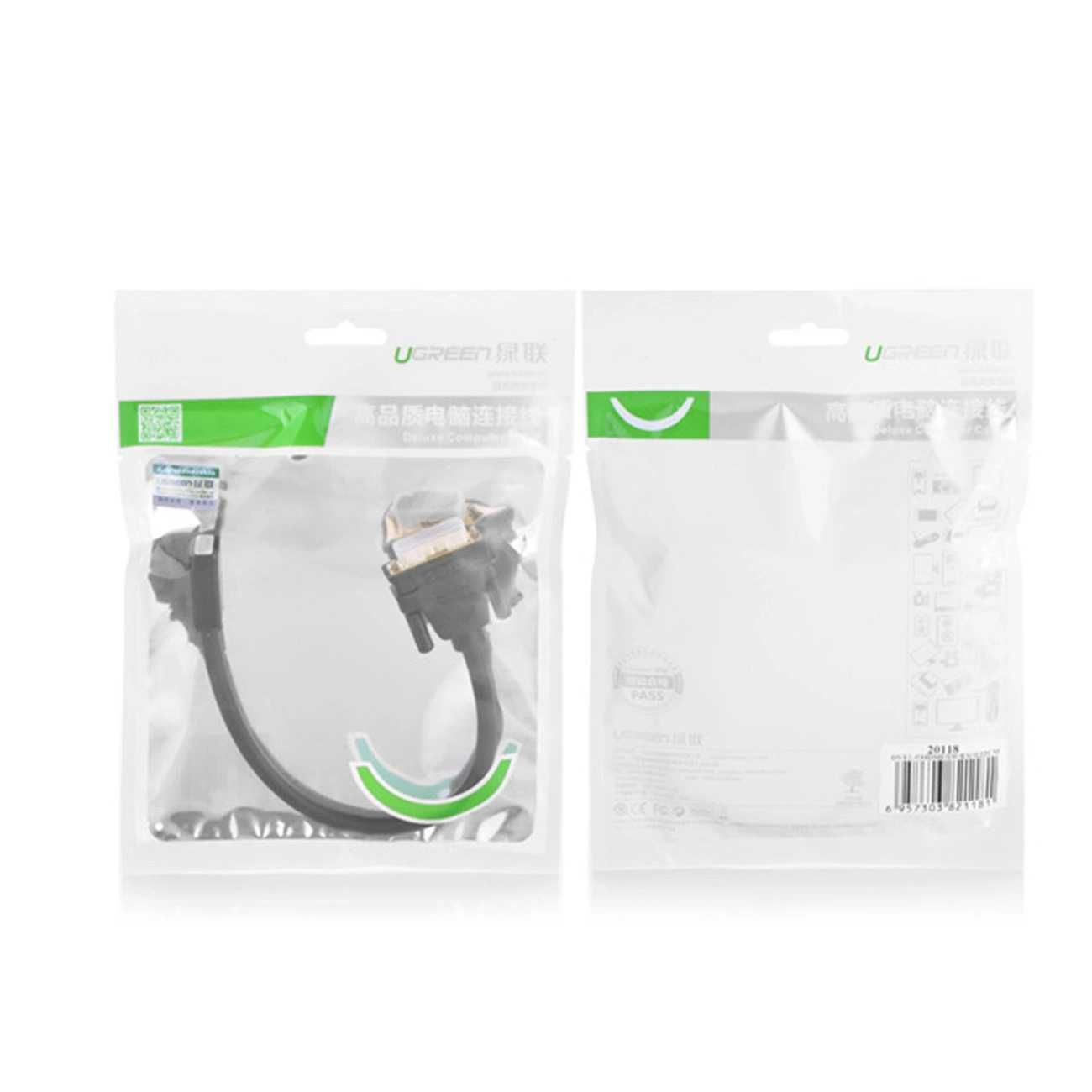 Kabel przewód adapter DVI (męski) - HDMI (żeński) 0.15m czarny Ugreen
