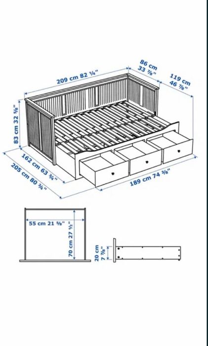Łóżko Ikea Hemnes z dwoma materacami