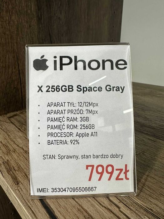 Smartfon Telefon Apple iPhone X 256GB Space Gray stan bdb gwarancja