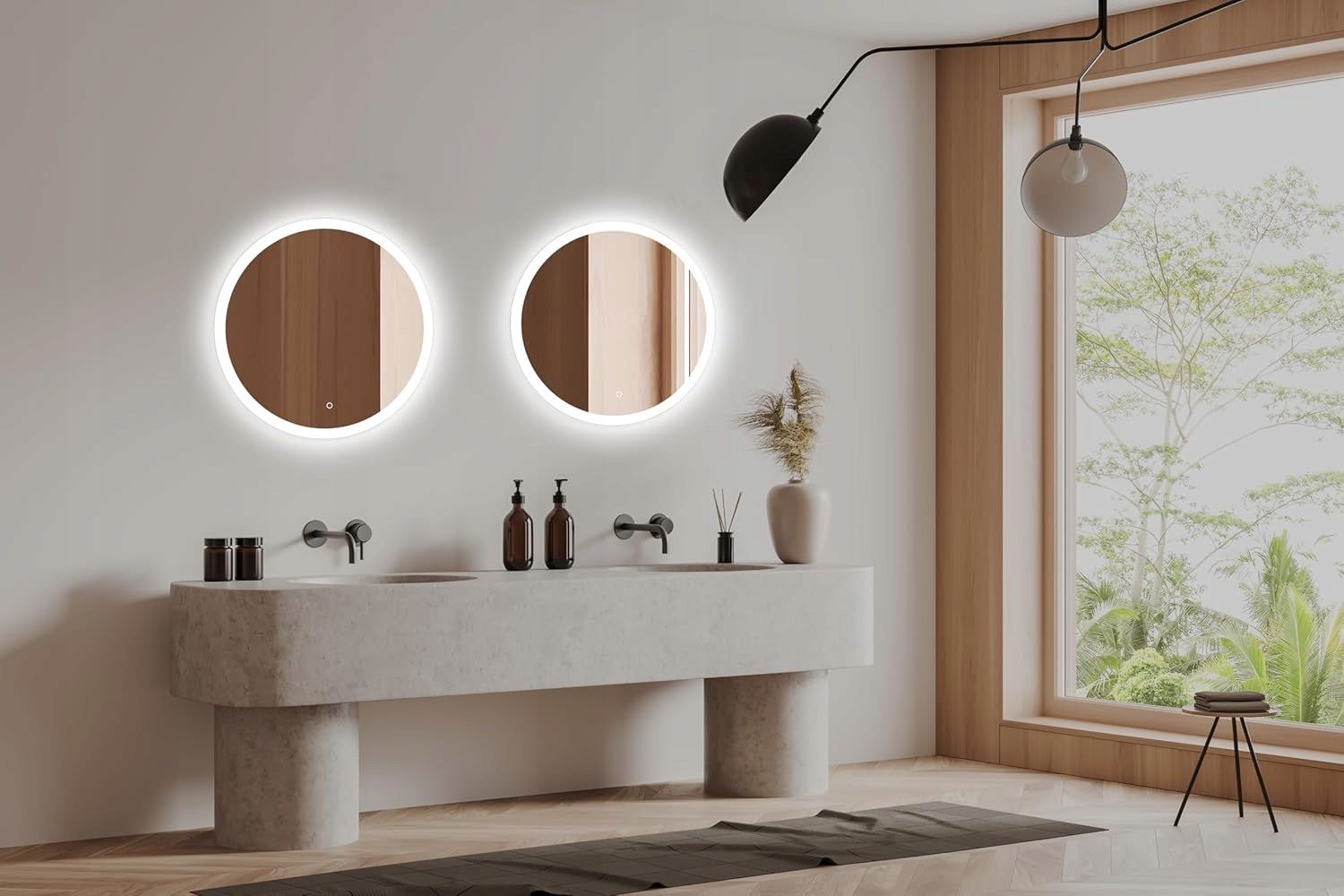 venti 50 cm okrągłe lustro łazienkowe z oświetleniem led