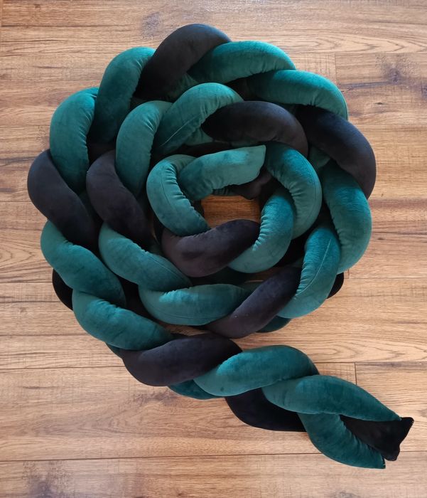 Warkocz ochraniacz do łóżeczka welur butelkowa zieleń 400 cm