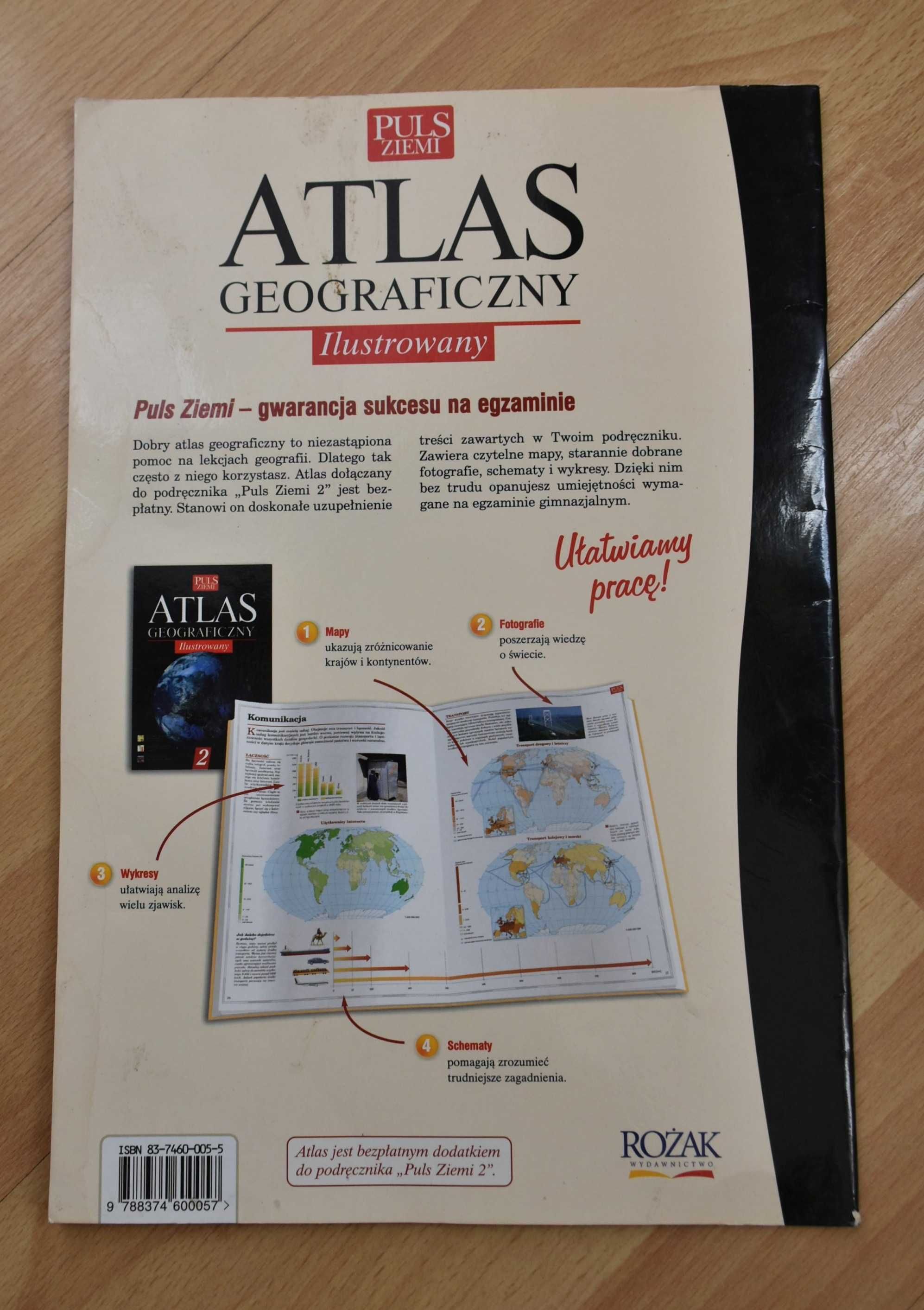 Atlas geograficzny ilustrowany, Puls Ziemi, kolorowe zdjęcia i wykresy