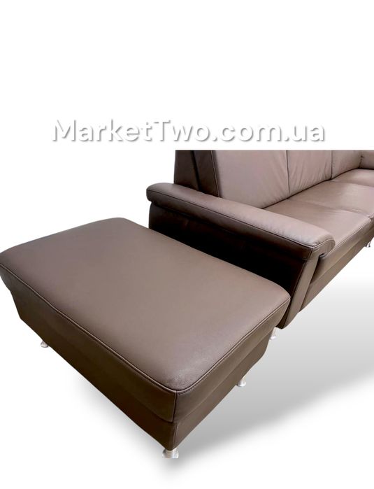 Кожаный, шкіряний комплект кутовий-диван+ пуф ( 180702 )