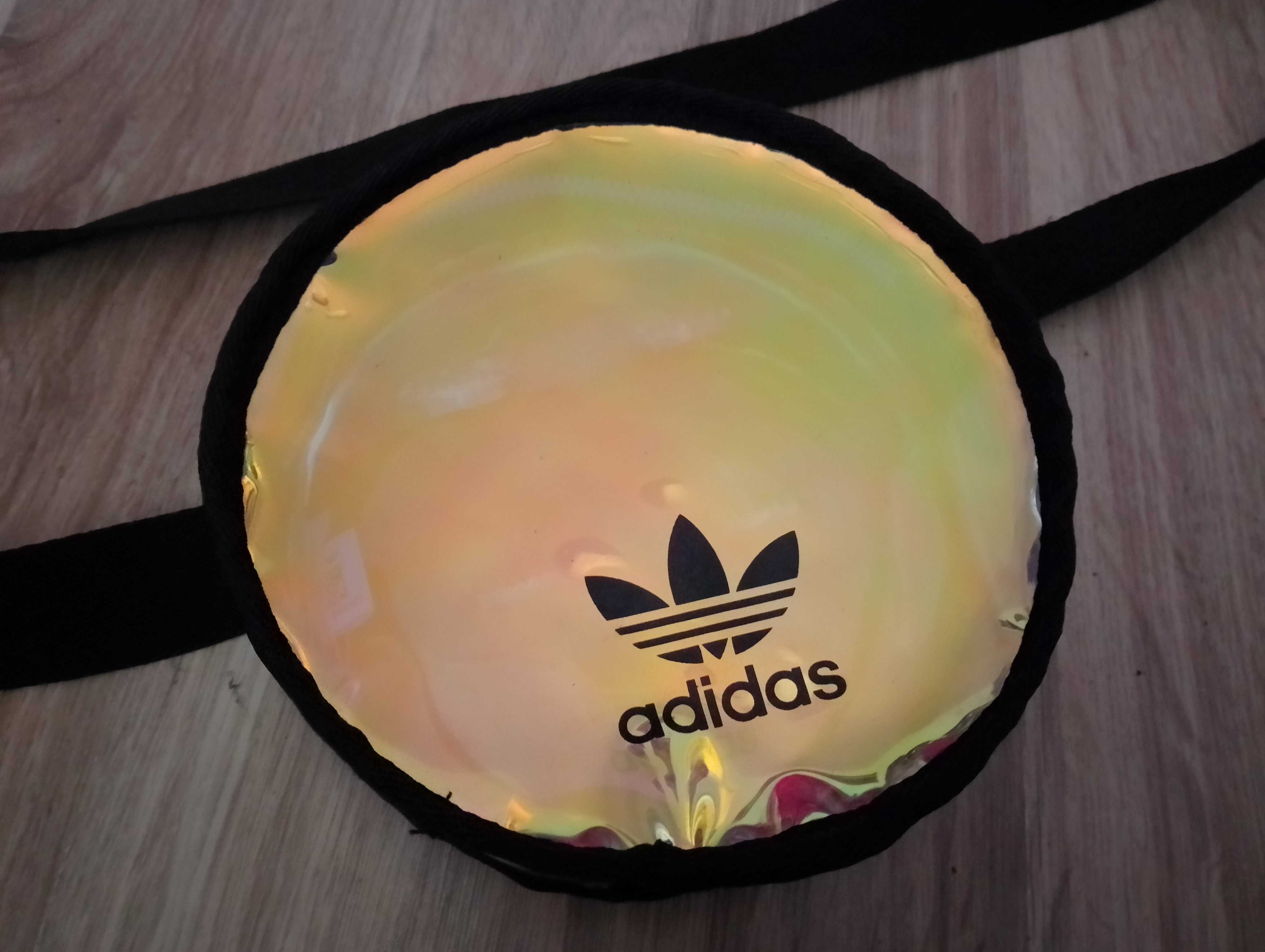 Adidas saszetka torebka pasek odblaskowa nerka holo złota