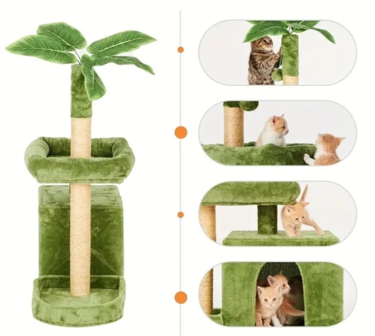 Arranhador verde com palmeira para gato (novo)