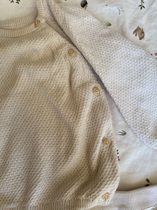 Dzianinowy komplet H&M kremowy 74