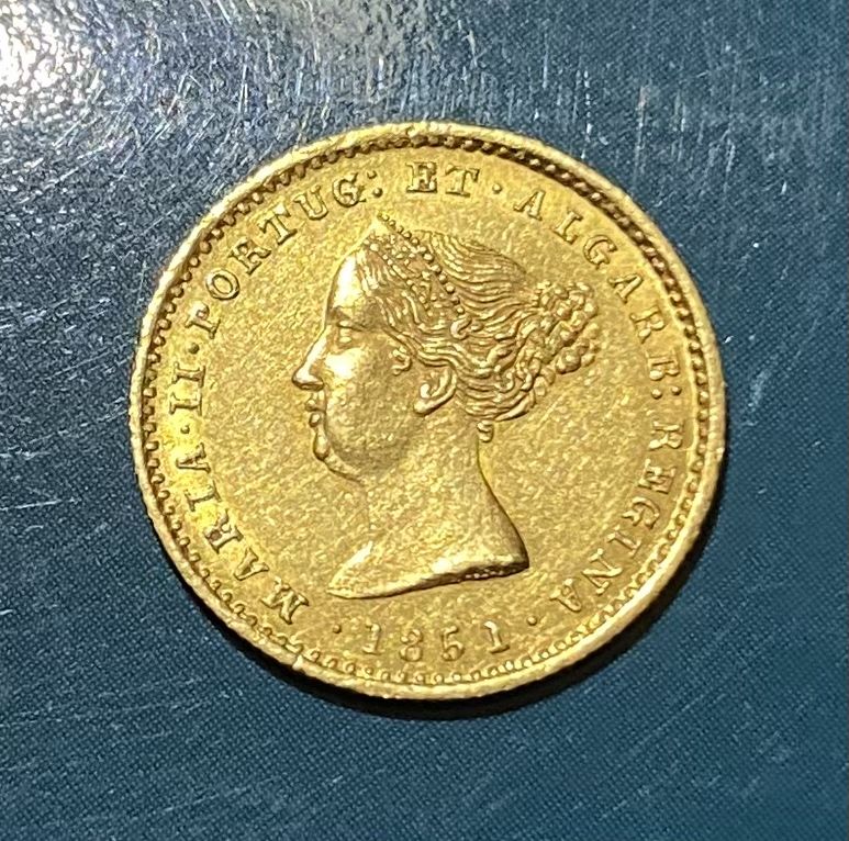 Moeda ouro 1000 Reis 1851 D. Maria II