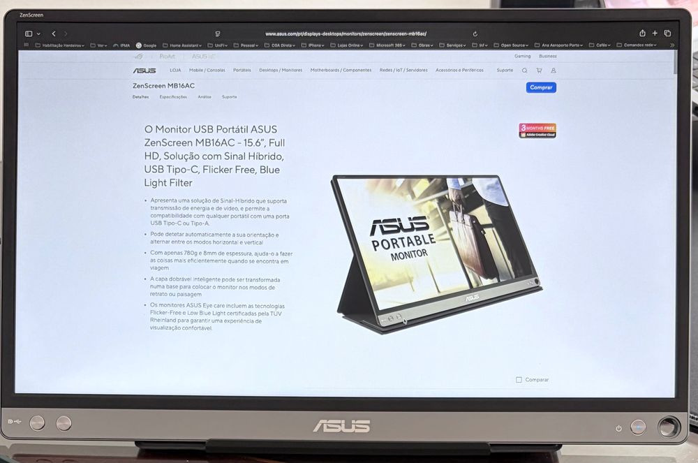 Monitor Portátil Asus Zenscreem MB16ACE - 15.6”, Full HD