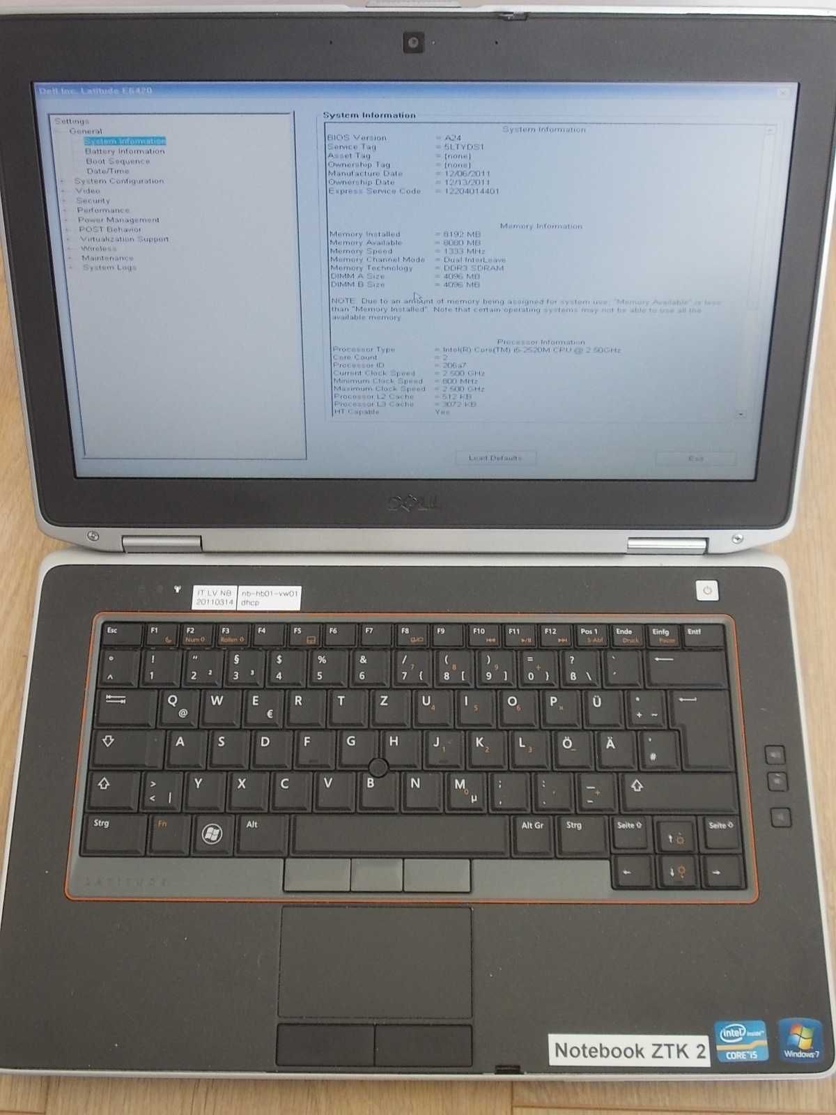 Dell Latitude E6420 Core i5 8GB DDR3