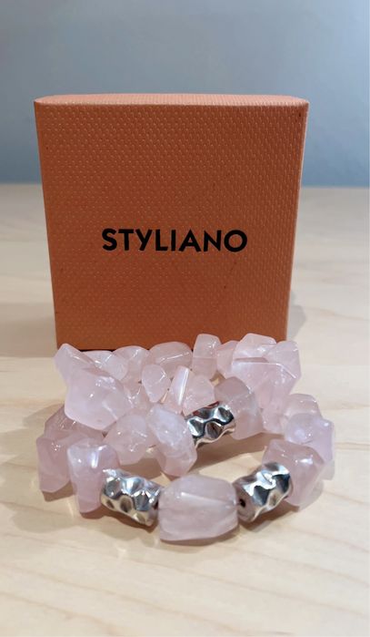 Pulseiras Styliano com prata em quartzo rosa