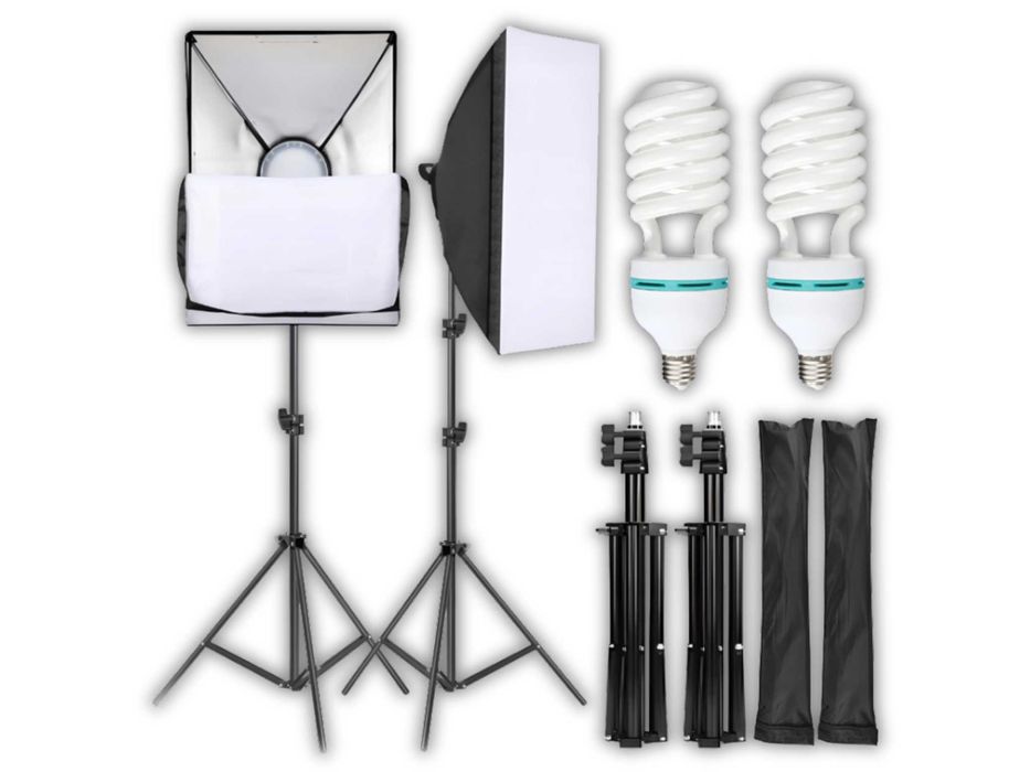 Nowoczesna LAMPA Fotograficzna Statyw x2 Softbox Zestaw XL - WYPRZEDAŻ