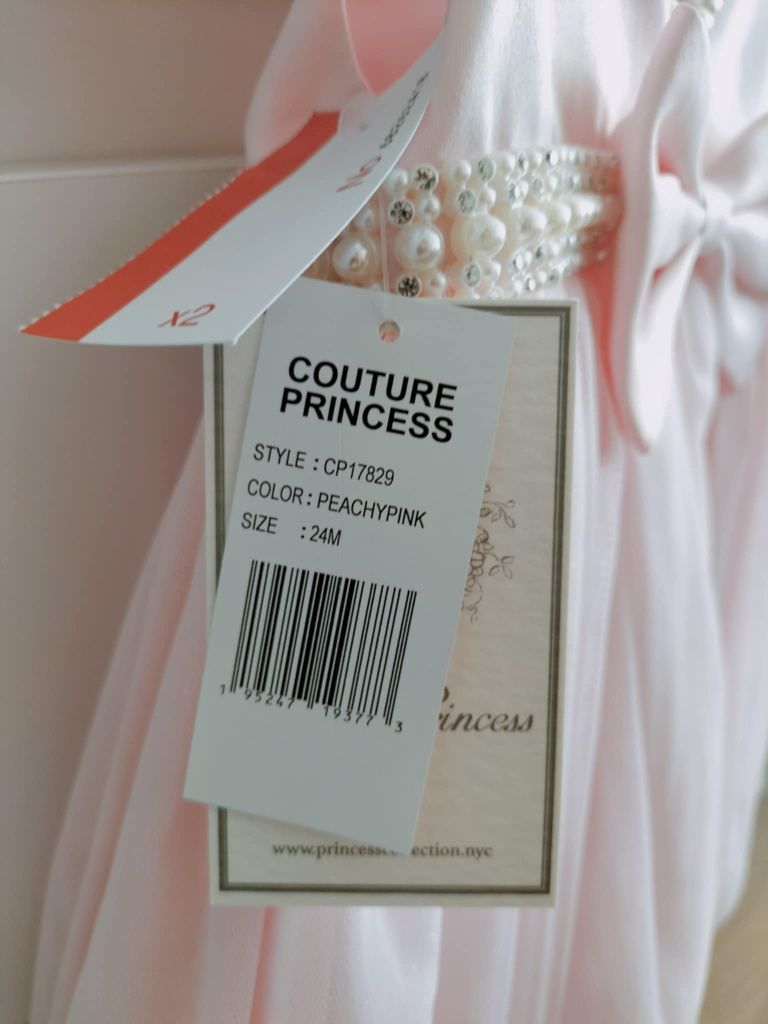 Couture Princess sukienka z perełkami dla małej damy 2 lata. Nowa nies