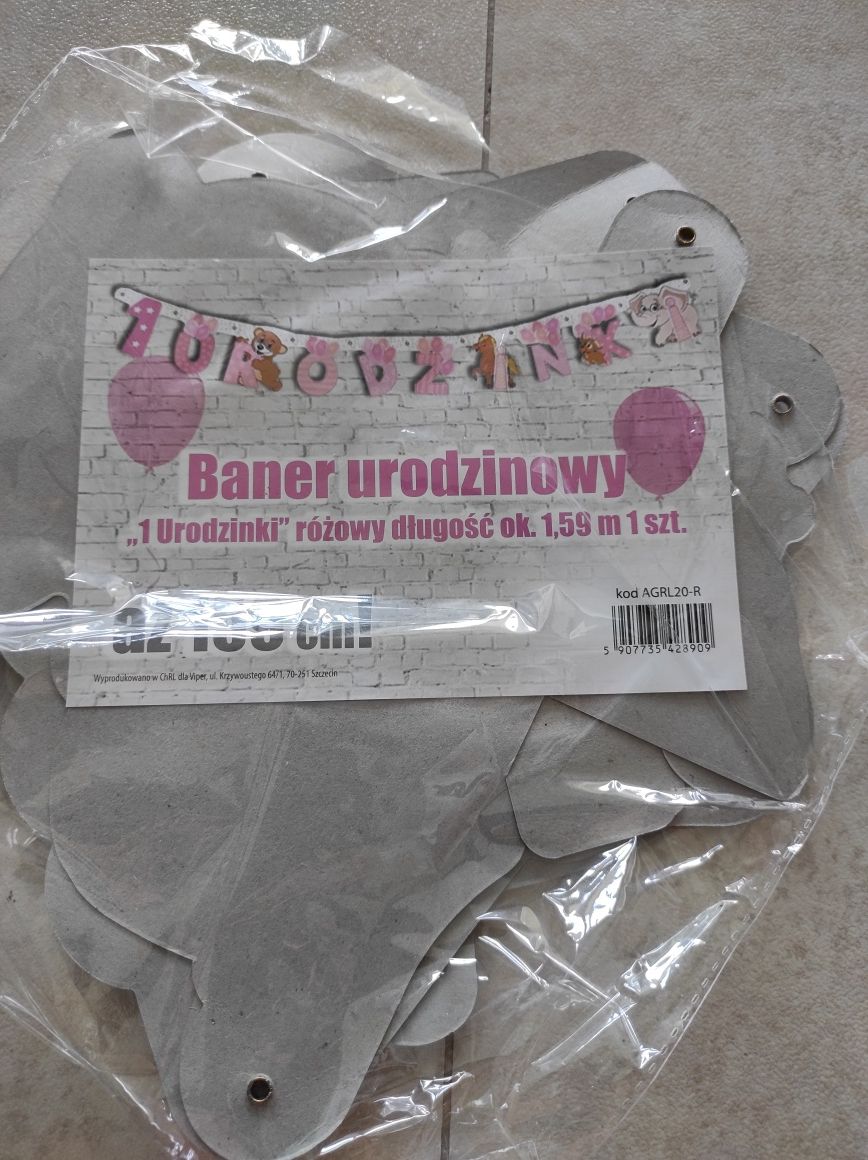 Girlanda 2sztuki 1 urodziny roczek baby shower butelki piękne i długie