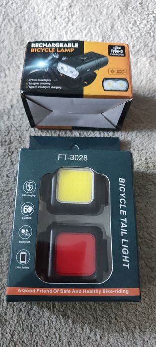 Nowy zestaw mocnych lampek rowerowy. 3 lampki z mocowaniami.