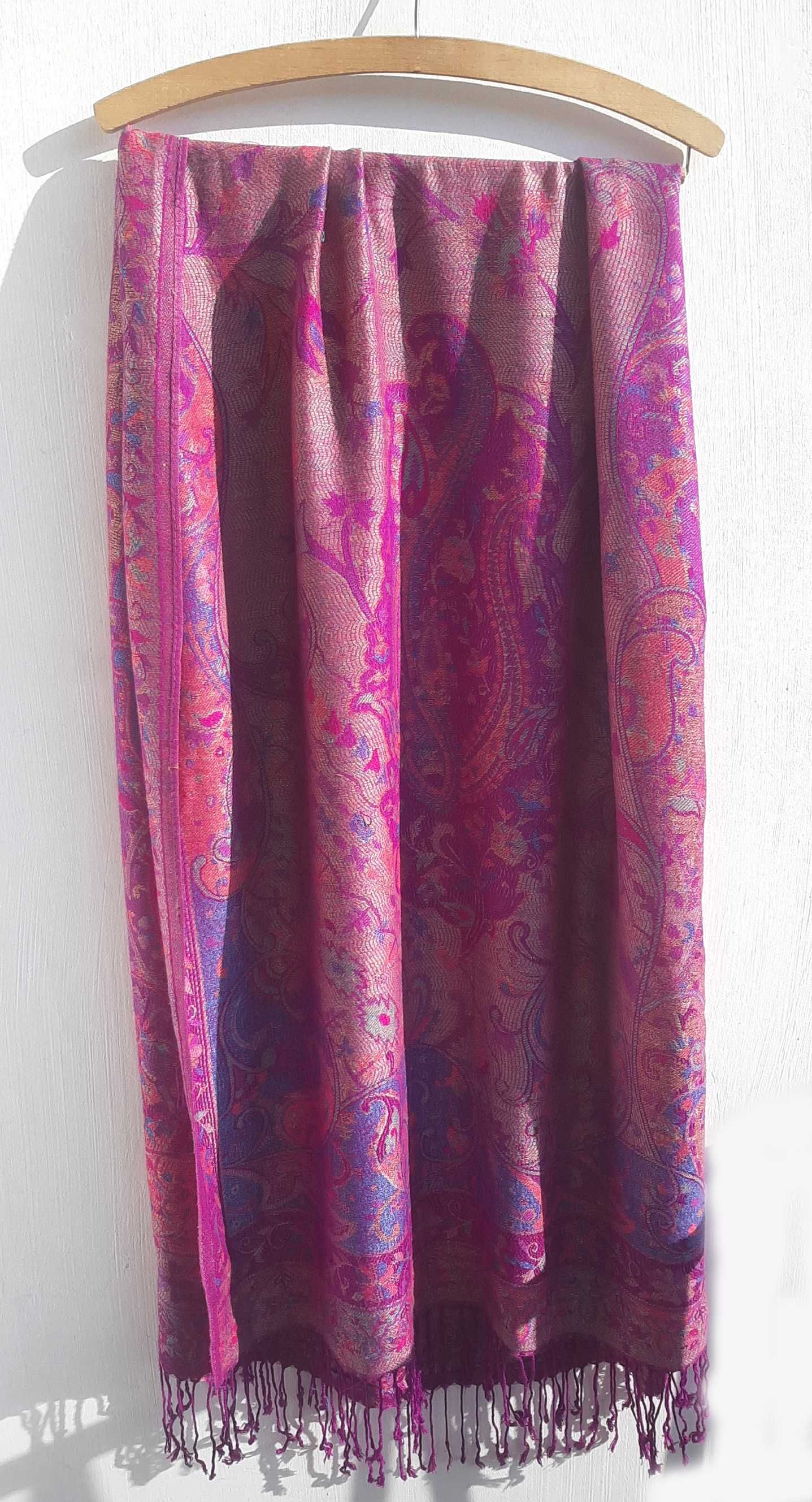 Pashmina orientalny dwustronny szal paszminowy z jedwabiem