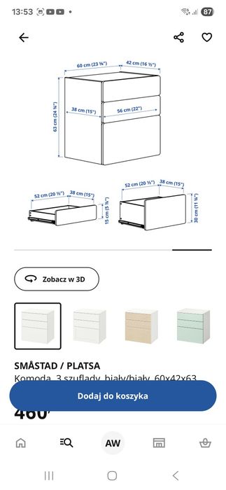Szafa i komoda Plasta ikea szare