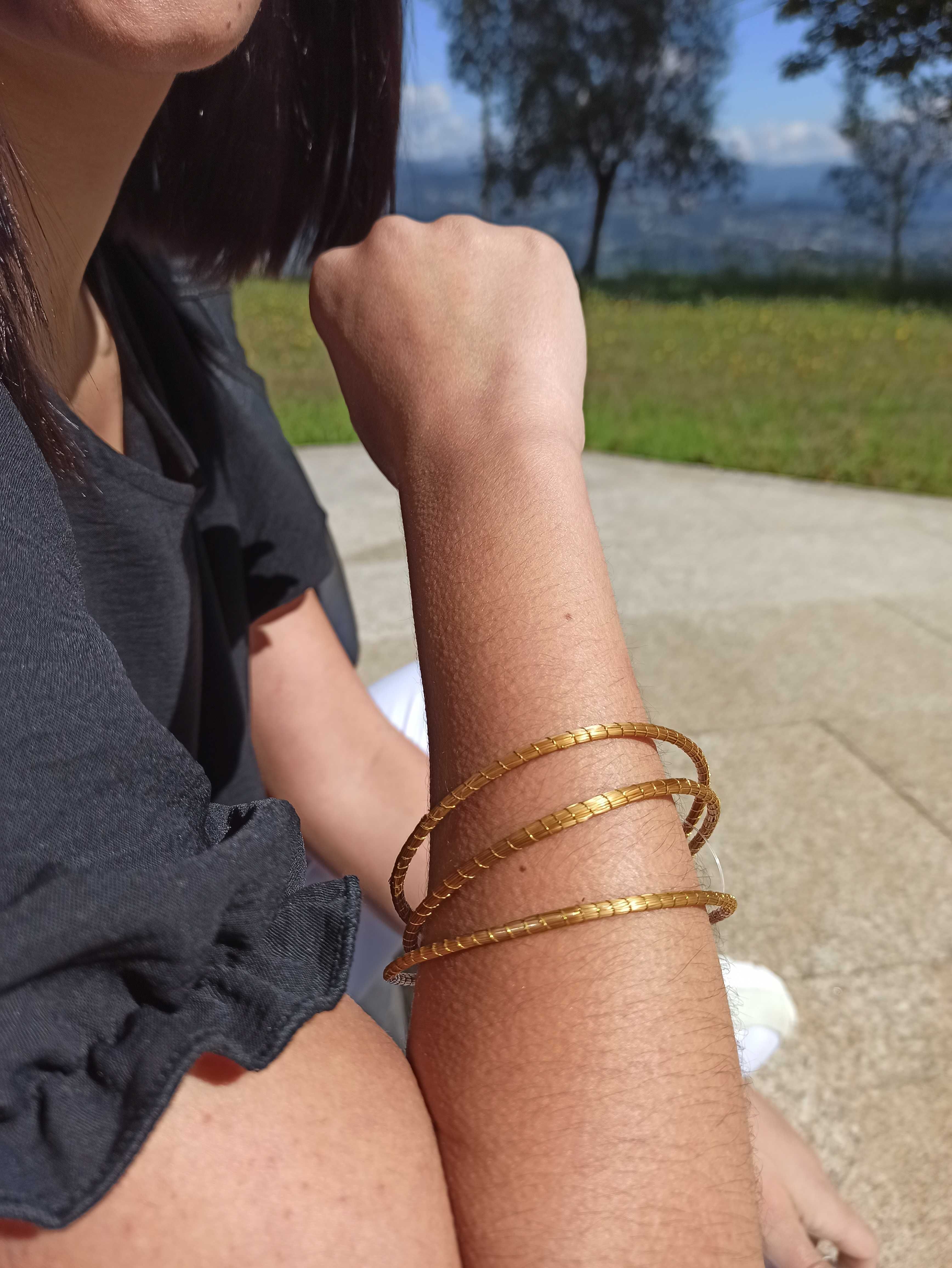 3 Escravas/Pulseira em Capim Dourado- Ouro Vegetal