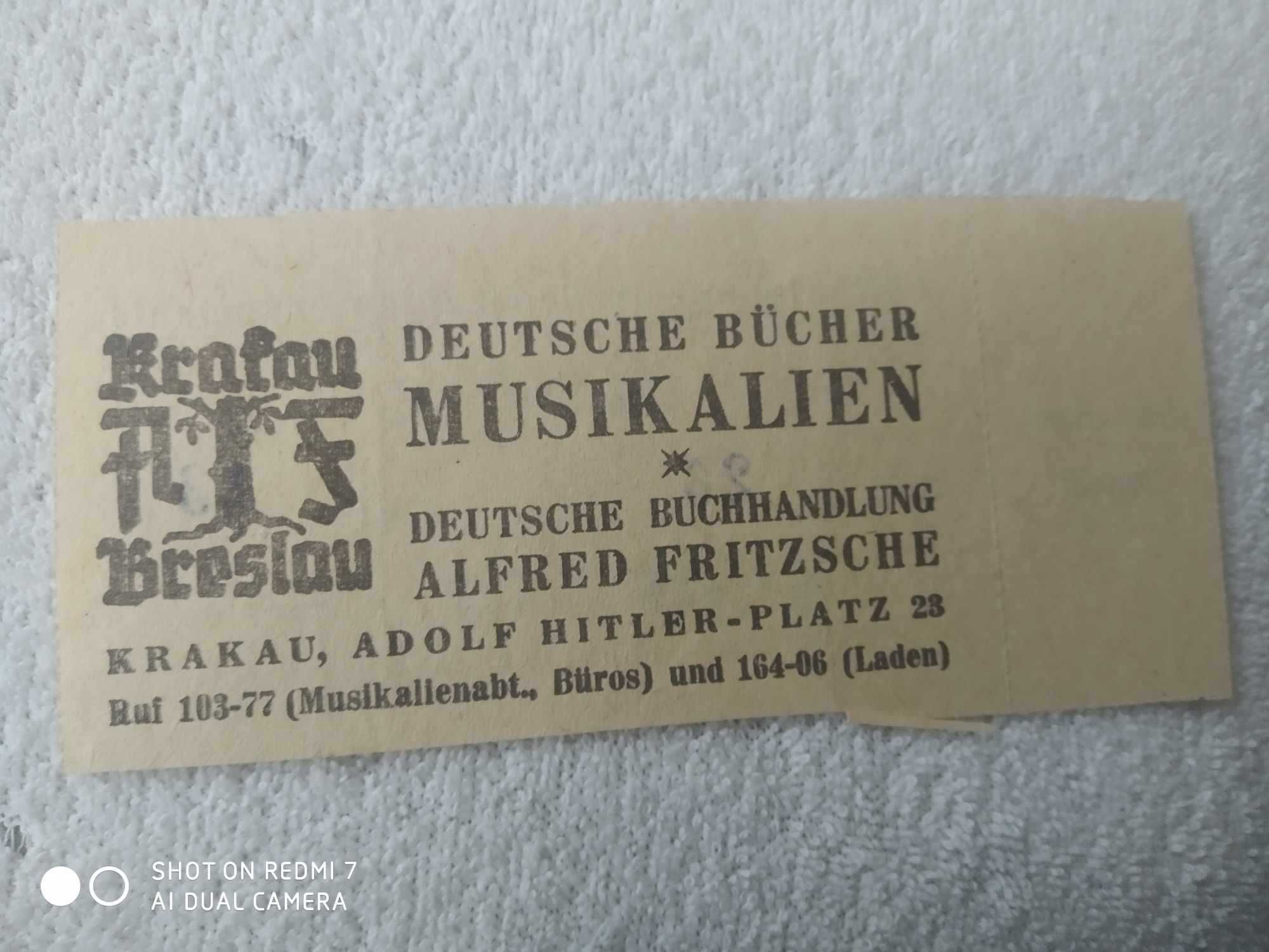 bilet i program koncertu 19 kwietnia 1944. Filharmonia Gen. Gub.