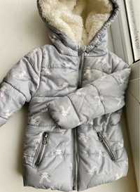 Тёплая курточка на меху с милыми зайчиками до 80 см.