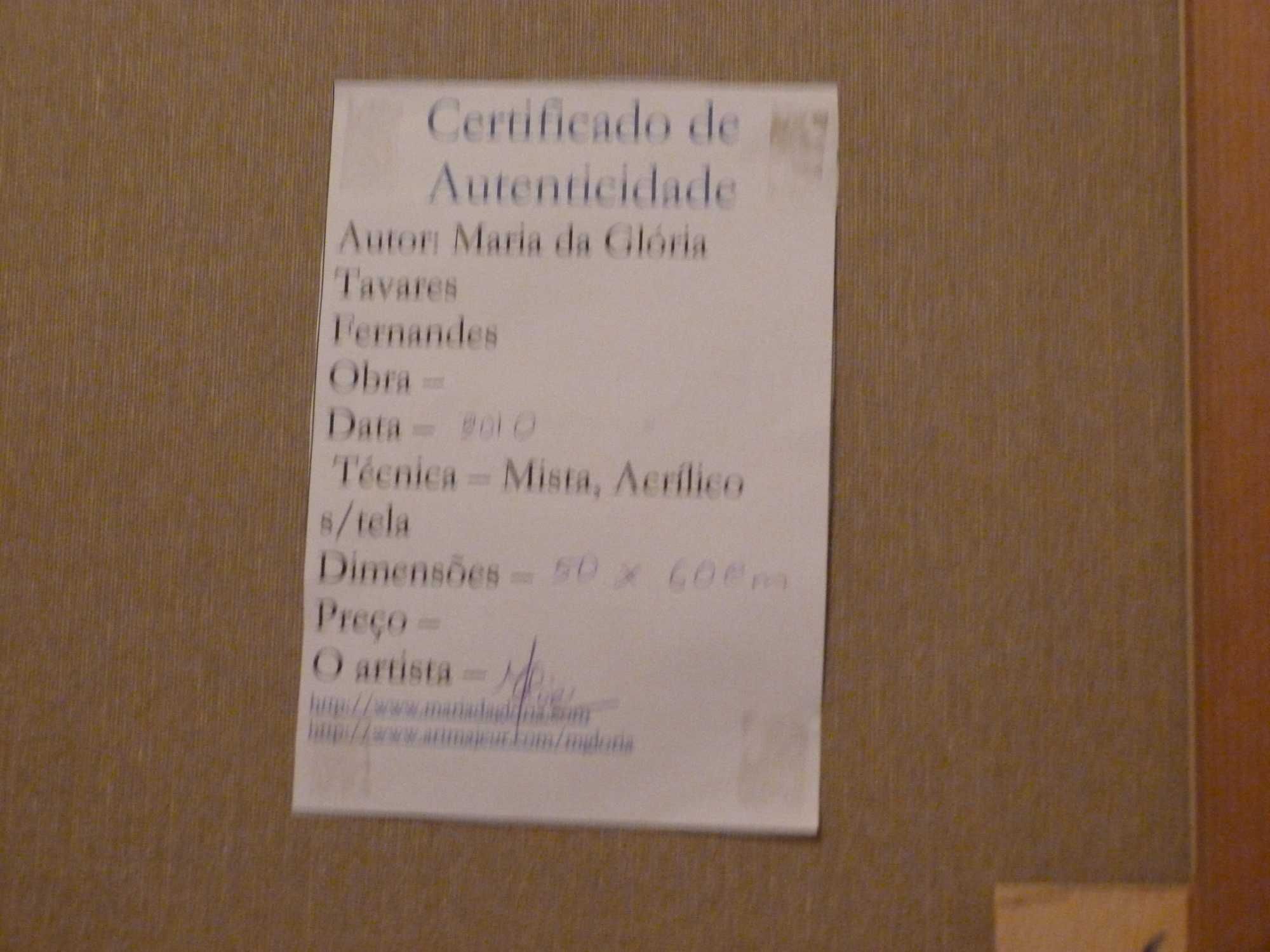 Quadro pintado (técnica mista), assinado, acompanha certificado de aut