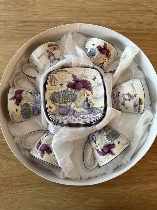 Filiżanki do kawy 6szt Queen Isabell łyżeczki lawenda