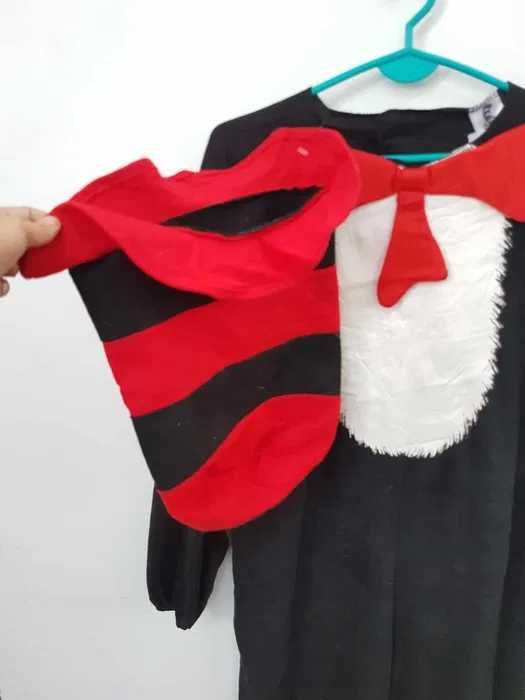 Strój karnawałowy przebranie kot Prot dr Seuss z czapką 134 146. B153
