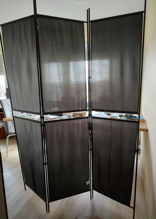 Parawan 3-panelowy, antracytowy, 150x200