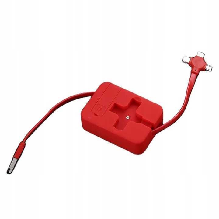 Wielofunkcyjny Kabel do Ładowania USB 3w1 Zwijany Niebieski/Czerwony