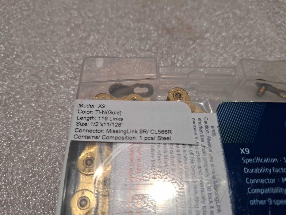 Nowy Łańcuch Rowerowy KMC X9 9 Rzędowy 116 Ogniw Shimano Sram itp.