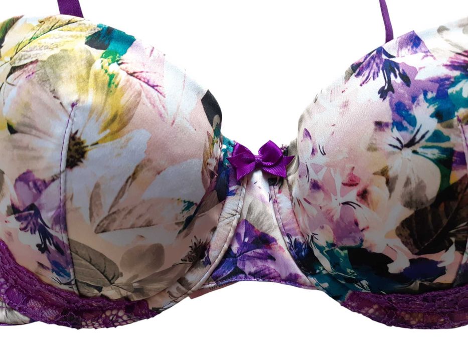 Stanik biustonosz 70C Hunkemöller wzór kwiaty koronka bielizna damska