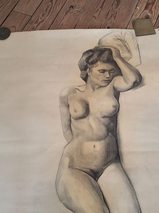 Grande pintura antiga nu