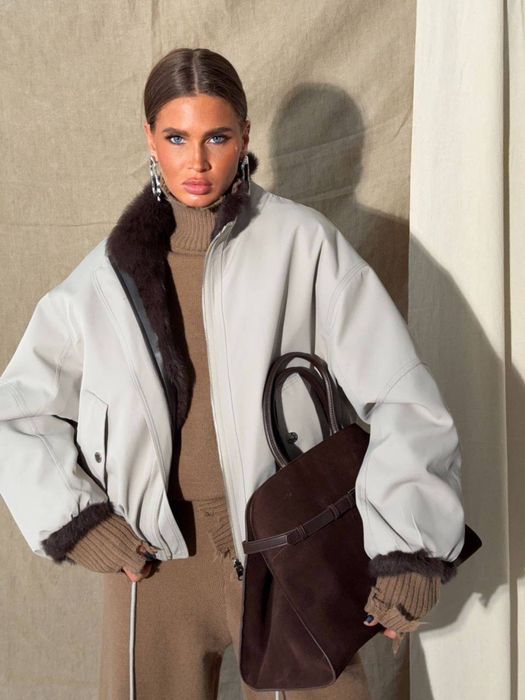 двостороння жіноча  парка з натуральним хутром