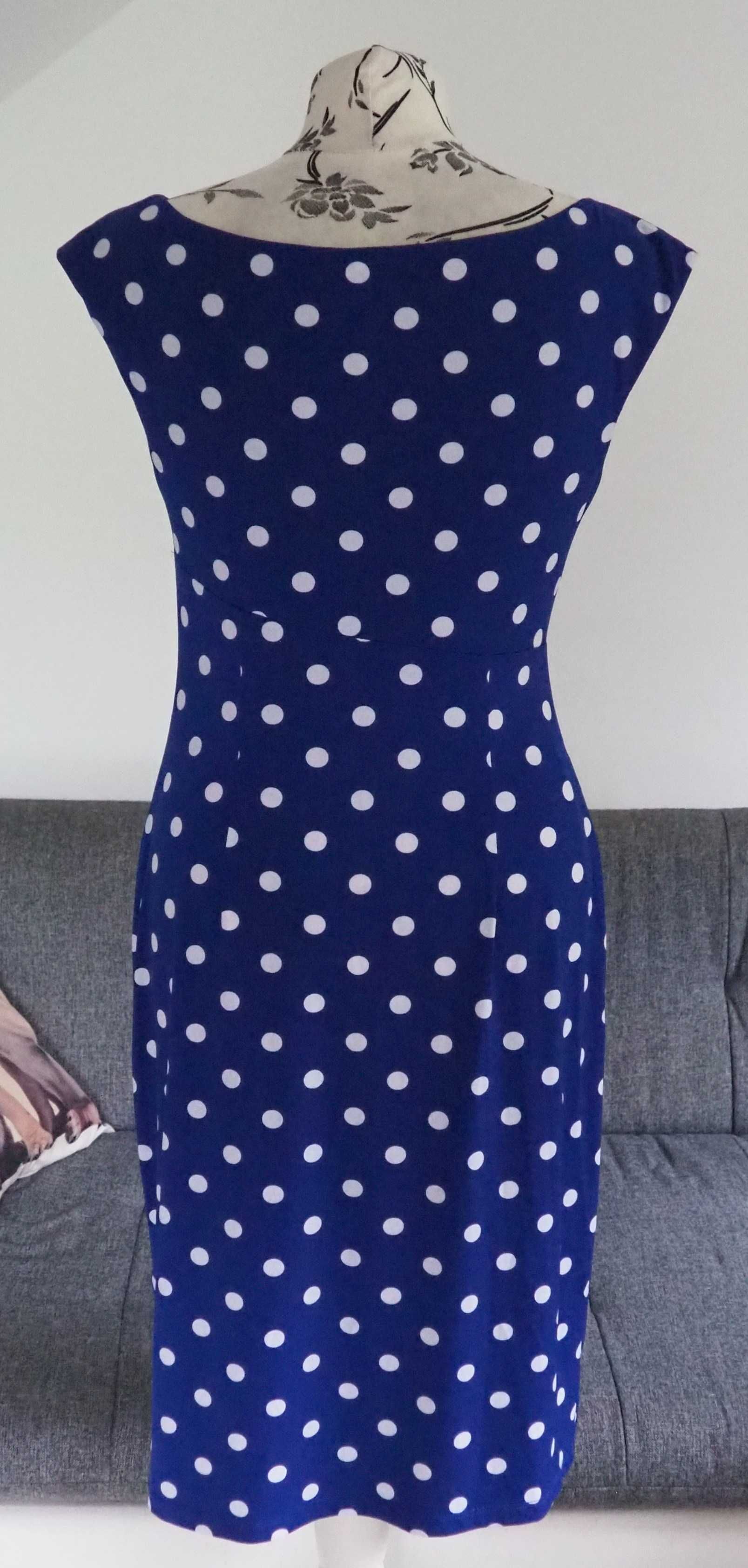 Connected Apparel_polka dot blue dress_rozmiar S/M