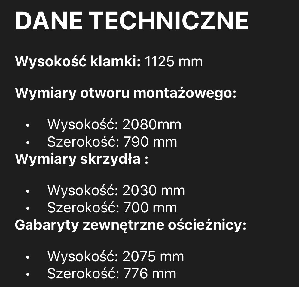 Drzwi ukryte LEWE 70 cm WEWNETRZNE