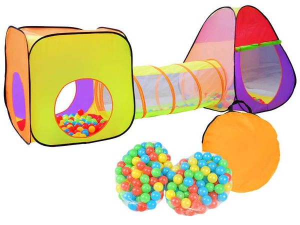 Дитячий ігровий намет подвійний з тунелем 3в1  та 200 шт кульки Польща