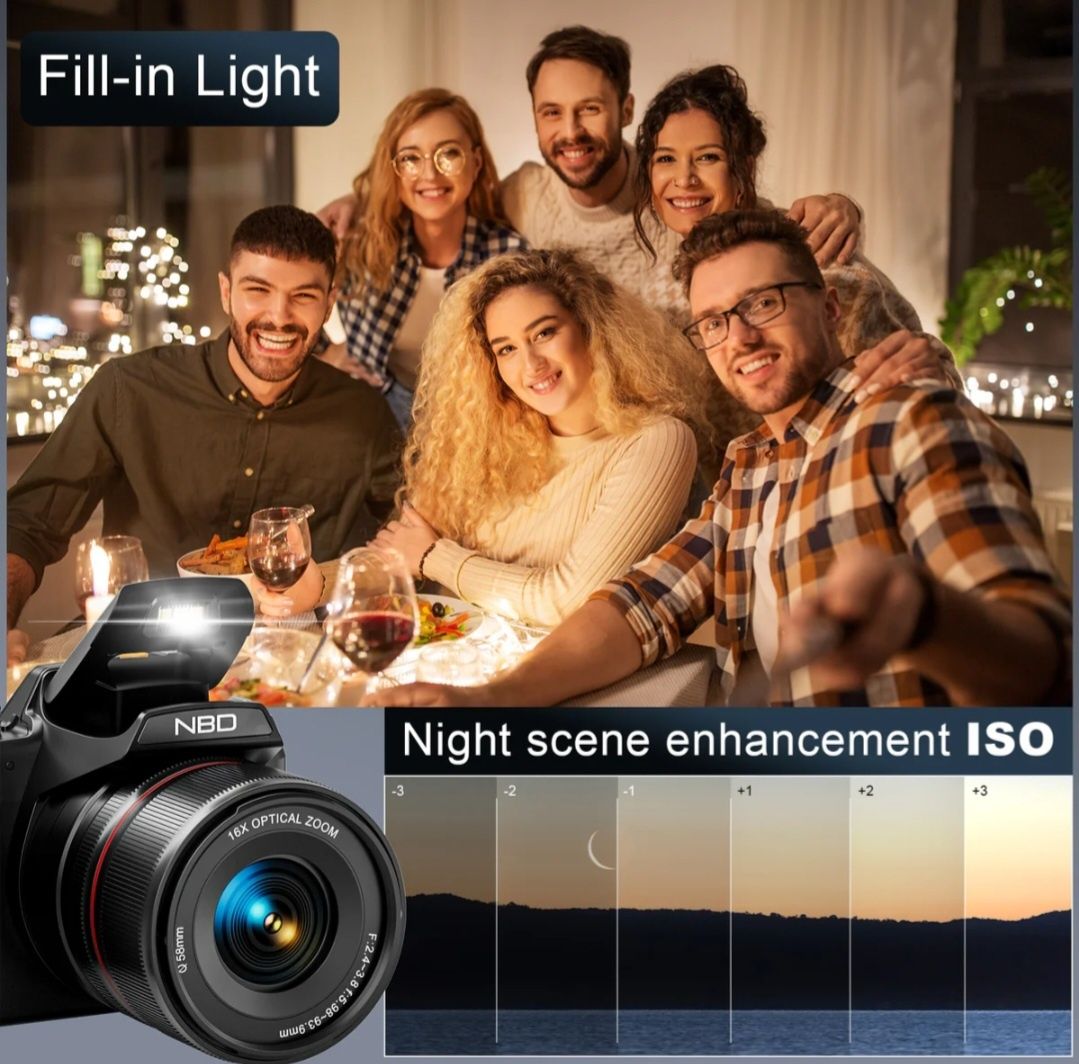NBD 5K&64MP Digital Cameras for Photography, 16X Optical Zoom Camera w