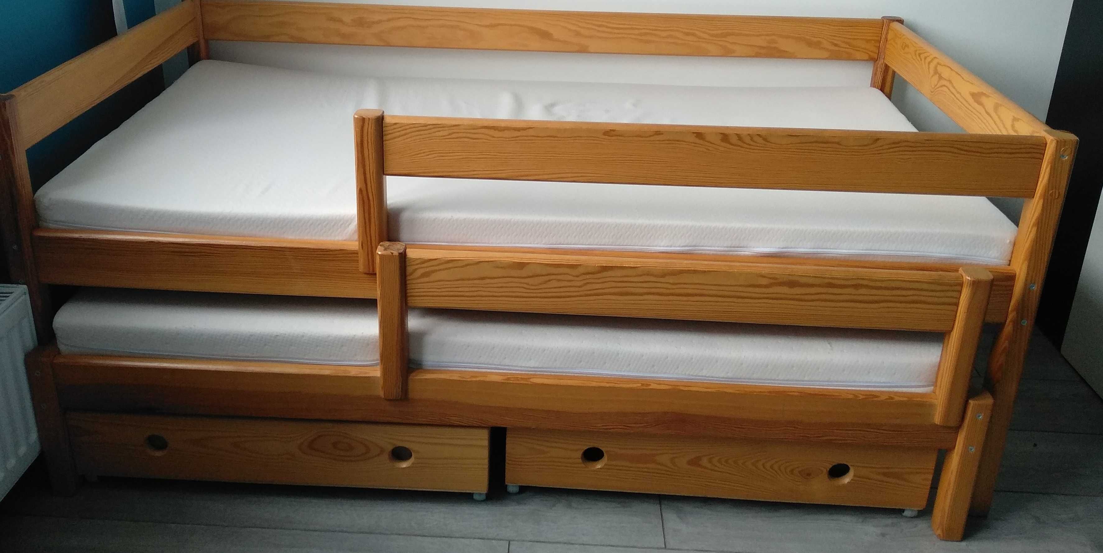 łóżeczko dziecięce podwójne, piętrowe, wysuwane 80x160