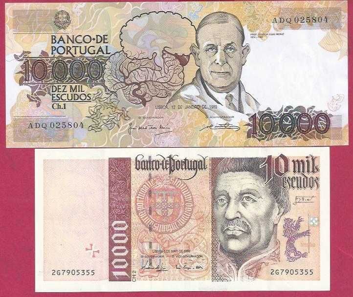 NOTAS REPUBLICA  2  Notas  de 10.000 escudos  ch 1 e ch 2
