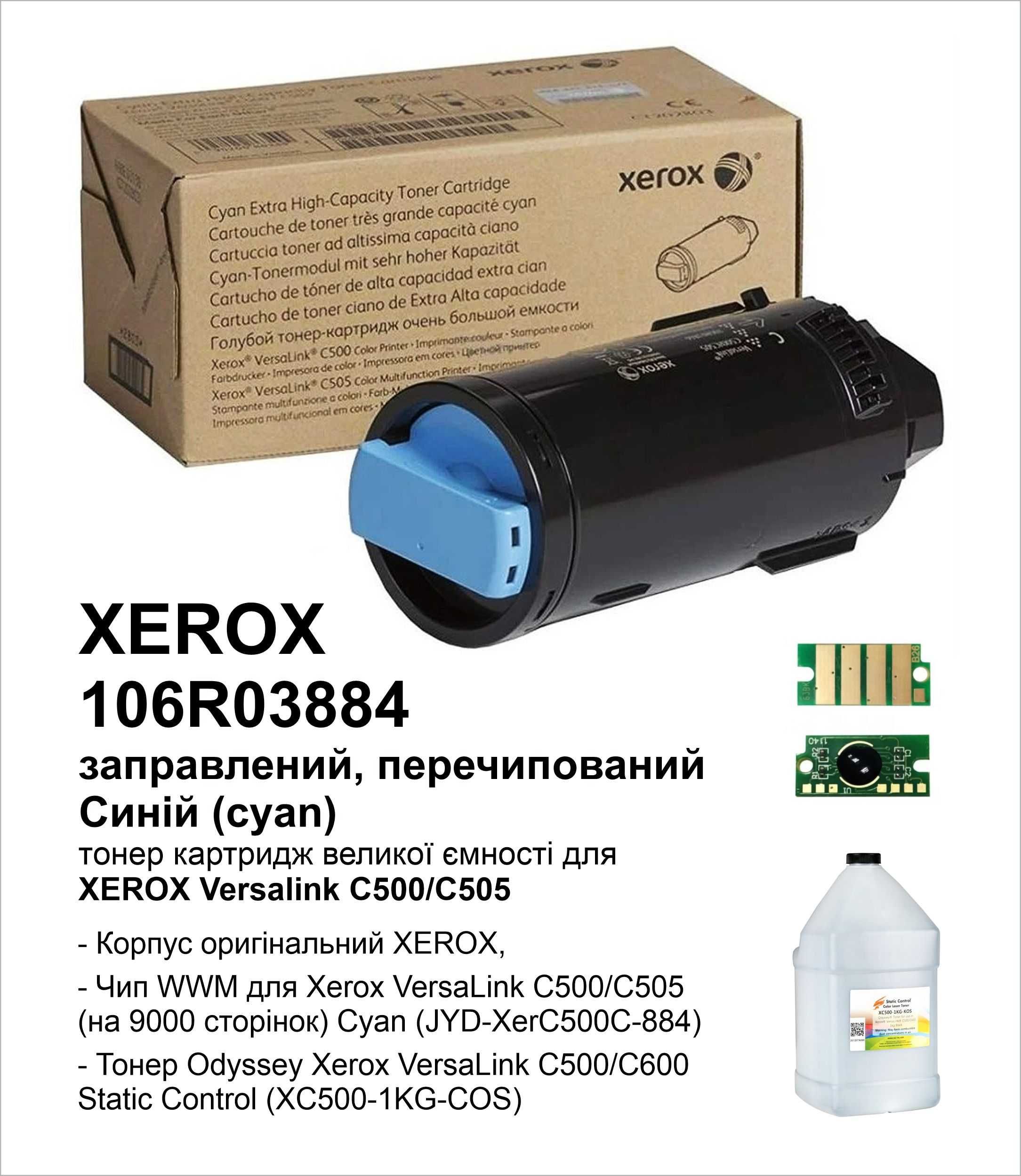 Заправлені картриджи XEROX Versalink C500 106R03884, .885, .886, .887