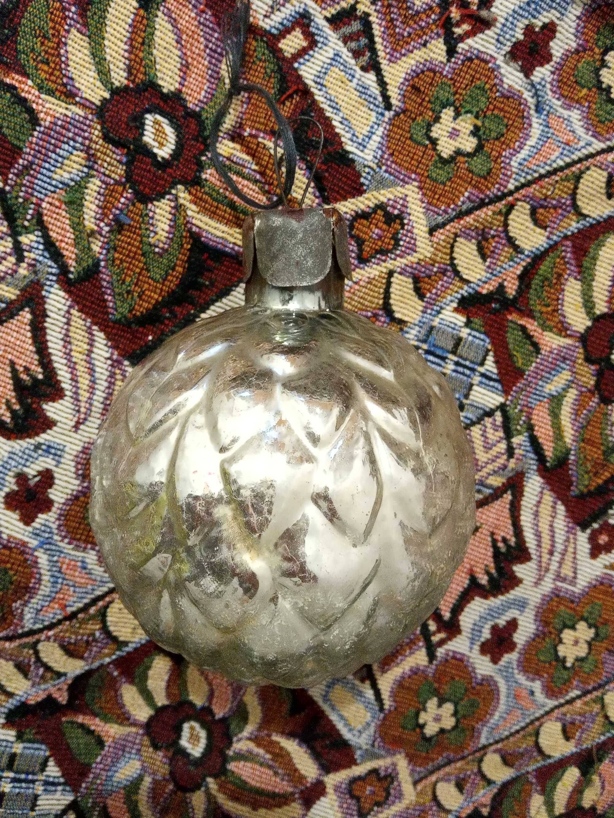 Советская елочная игрушка 10 см диаметр толстое стекло СССР