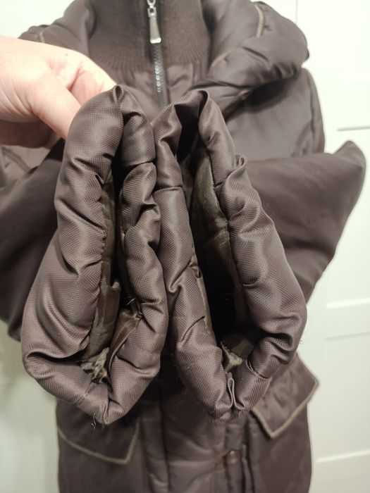 Czekoladowa zimowa kurtka Gallop z ozdobnym kołnierzem plus size