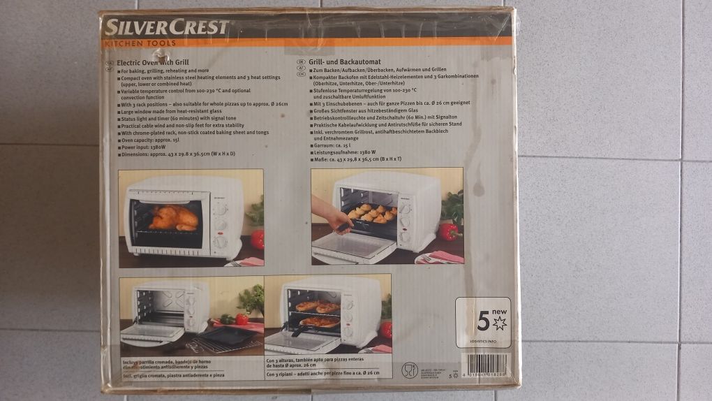 Forno elétrico com grill SilverCrest – novo