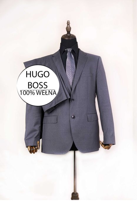 Garnitur męski szary Hugo Boss wełna dziewicza 54 XL