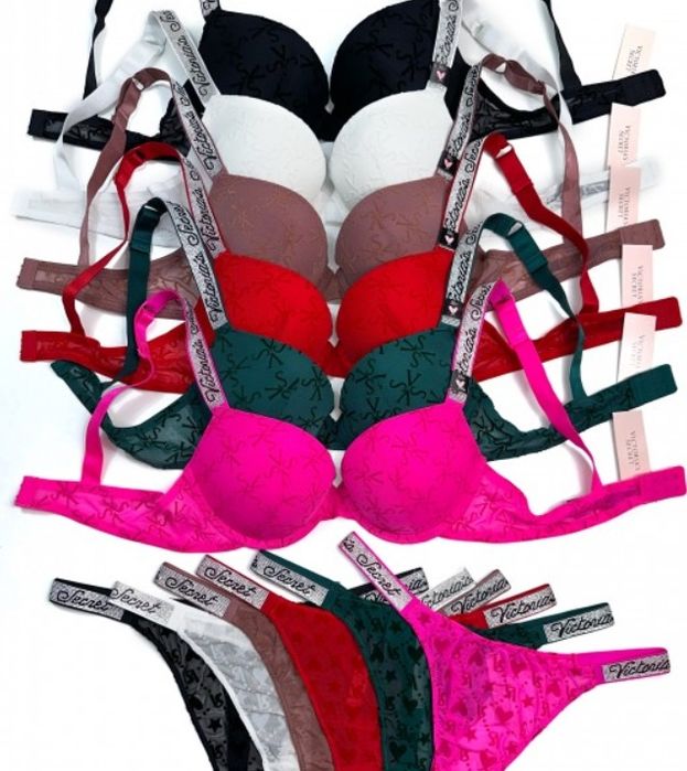 Комплект Victorias`s Secret зі стразами з пушап 5 в 1