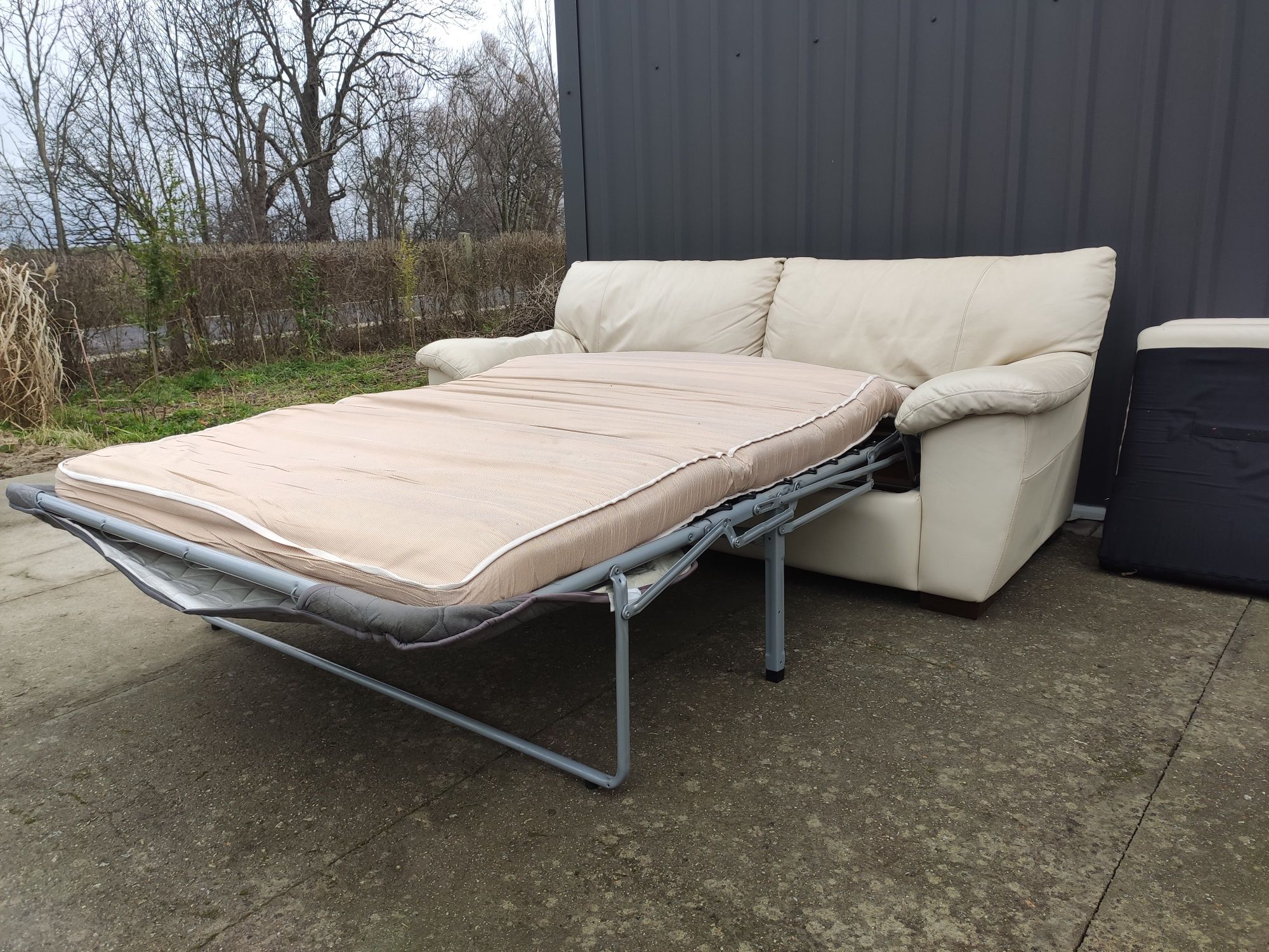 Sofa skórzana 3-osobowa z funkcją spania- skóra naturalna! Okazja
