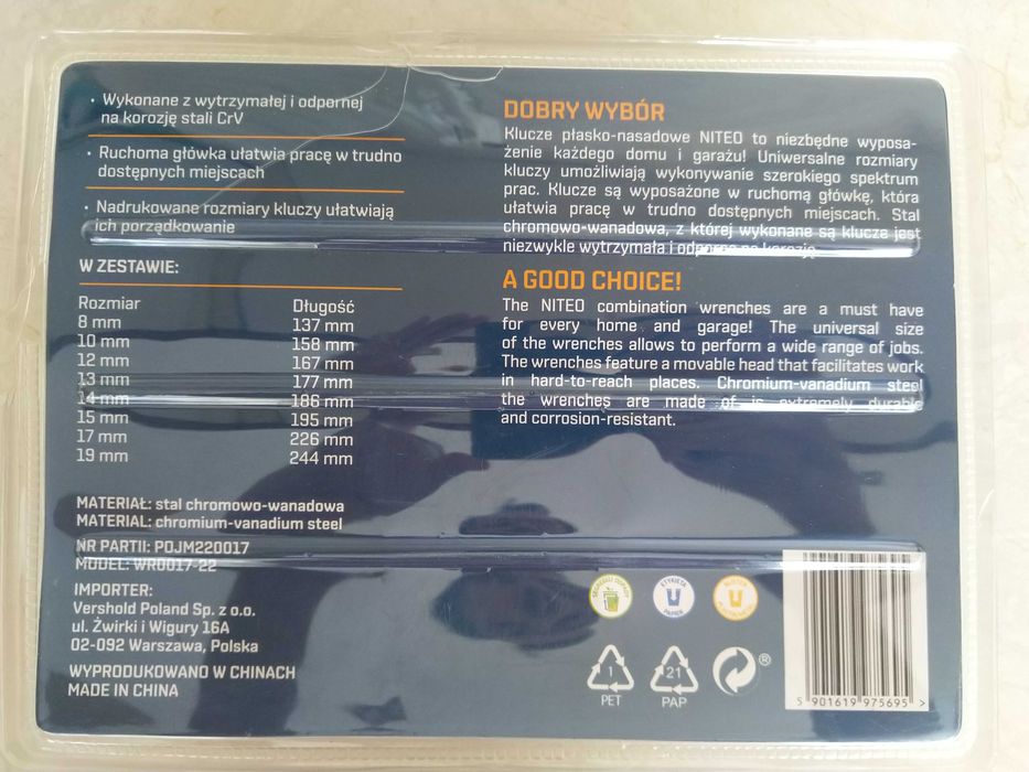 HIT Klucze z grzechotką łamana główka płasko - oczkowe + etui KURIER